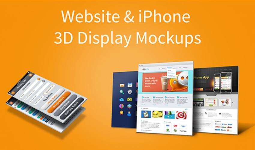 Web Sitesi ve iPhone 5 3D Ekran Mockups
